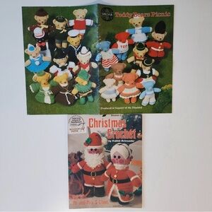 Crochet Knit Pattern Toy‎ Teddy Bear Brownie Cub Minstrel Nurse Santa Scout 1970